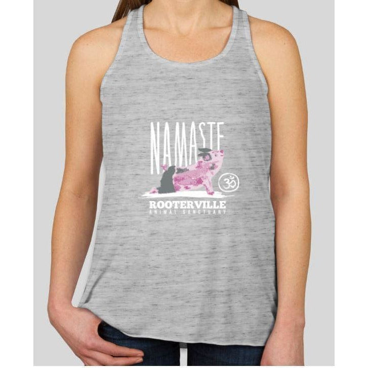 The Pink Pigs Apparel XS / Gray Namaste Rooterville Piggy Yoga Ladies Tank with Pig in Pose*