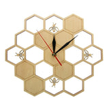 Bee Wall Clocks-3 styles, Bee and Honeycomb Natural Wood Wall Clocks