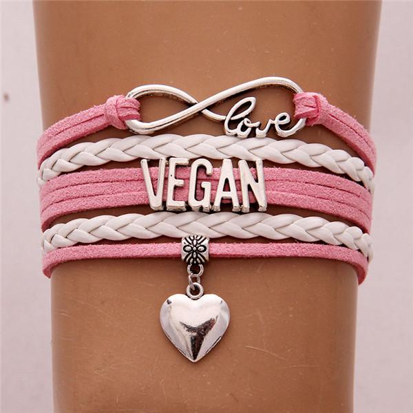 The Pink Pigs Fashion Bracelets Pink Trendy Vegan Multi-Layer Bracelet, Faux Leather in Variety of Colors and Charms