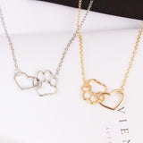 The Pink Pigs Fashion Necklace Pet Paw Print and Heart Necklaces Cute Necklace for Pet Lovers