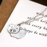 The Pink Pigs Fashion Necklace Pig Necklace!  Just for fun, Cute Silver Tone Fashion Necklace