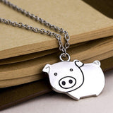 The Pink Pigs Fashion Necklace Pig Necklace!  Just for fun, Cute Silver Tone Fashion Necklace