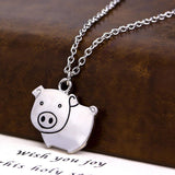 The Pink Pigs Fashion Necklace Pig Necklace!  Just for fun, Cute Silver Tone Fashion Necklace