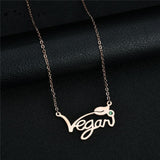 The Pink Pigs Fashion Necklace Rose Gold Vegan Stainless Steel Necklace & Ring in Silver, Gold and Rose Gold Tone, Great Gift!  Great MESSAGE!