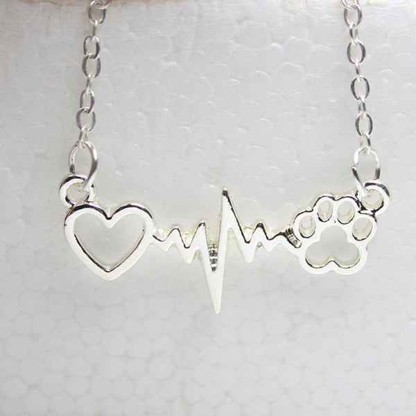 Heartbeat paw necklace online
