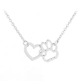 The Pink Pigs Fashion Necklace Silver Pet Paw Print and Heart Necklaces Cute Necklace for Pet Lovers