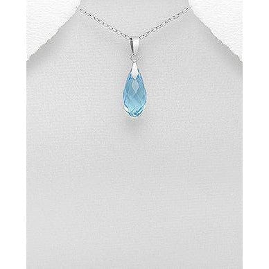 The Pink Pigs Fine Fashion Jewelry-Earrings Briolette Pendant / Aquamarine Swarovski Crystal Earrings & Pendants Sterling Silver-3 Styles of Beautiful Sparkling Crystal Earrings