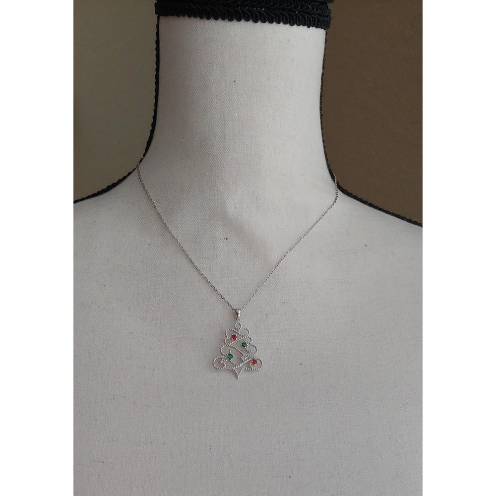 The Pink Pigs Fine Fashion Jewelry-Necklace Christmas Tree Necklace Sterling Silver with Ornaments, Custom