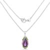 The Pink Pigs Fine Fashion Jewelry-Necklace Genuine Amethyst, Chrome Diopside and Rhodolite .925 Sterling Silver Pendant