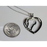 The Pink Pigs Fine Fashion Jewelry-Necklace Heart Horse Mens Horse necklace Sterling Silver, Big and Beautiful!