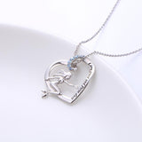 The Pink Pigs Fine Fashion Jewelry-Necklace Mermaid in a Heart Necklace "Love, Trust and Pixie Dust" Sterling Silver with Blue CZ