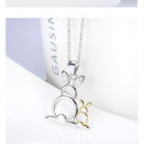 The Pink Pigs Fine Fashion Jewelry-Necklace Sterling Silver Bunny Rabbit Necklace with Pair of CUTE Rabbits!