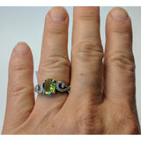 The Pink Pigs Fine Fashion Jewelry Ring Peridot And Topaz in Platinum Plated Sterling Silver, Gorgeous Ring! Size 6.5