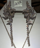 The Pink Pigs Fine Fashion Jewelry SET Earrings Fluttering Butterflies Necklace and Earrings-TOP Quality, Spectacular!