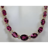 The Pink Pigs Fine Fashion Jewelry SET Necklace Pink Tourmaline and Diamond SET, 27.4ctw Necklace & 7.45ctw Earrings in 14K Gold, STUNNING!