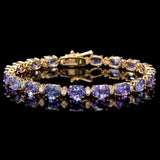 The Pink Pigs Fine Jewelry Bracelets 14K Yellow Gold Tanzanite and Diamond Bracelets in 14K White or Yellow Gold, Stunning!