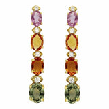 The Pink Pigs Fine Jewelry-Earrings Multi Colored Sapphire & Diamond Rain Drop Earrings 14K Yellow Gold