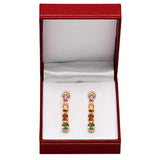 The Pink Pigs Fine Jewelry-Earrings Multi Colored Sapphire & Diamond Rain Drop Earrings 14K Yellow Gold
