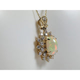 The Pink Pigs Fine Jewelry Necklace Pendant Genuine Opal and Diamond- Pendant