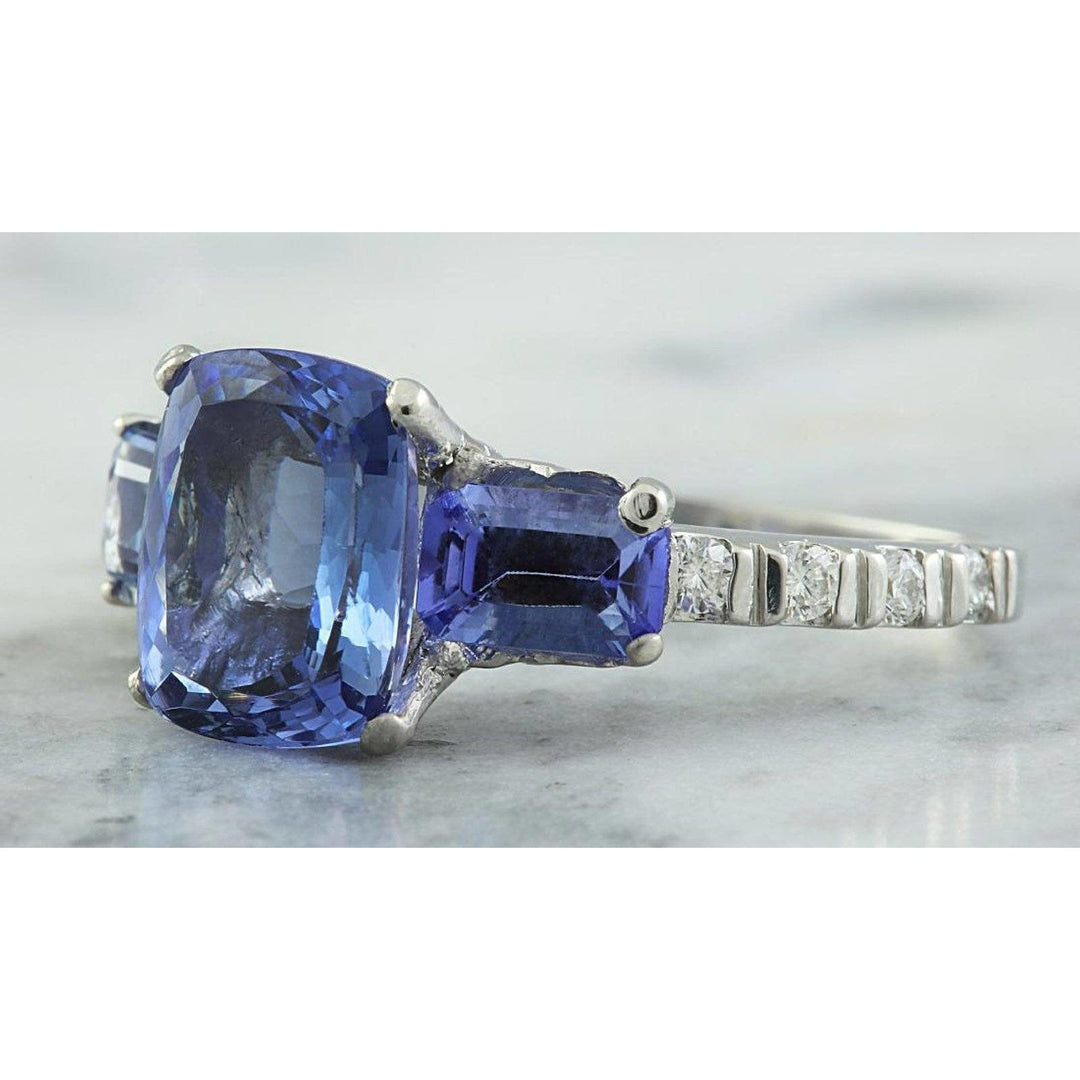 The Pink Pigs Fine Jewelry Rings Exquisite 2.87ct Tanzanite and Diamond Ring in 14K White Gold, Size 7, So Elegant!