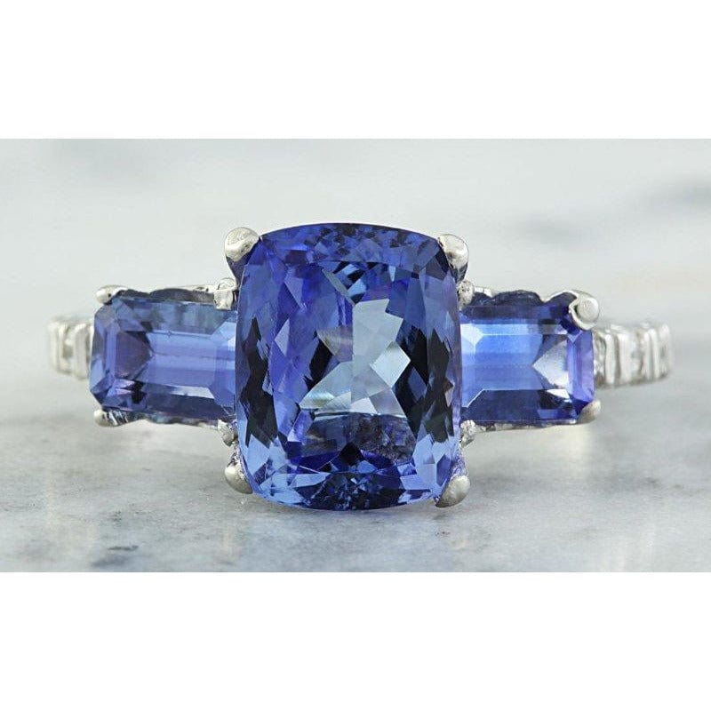 The Pink Pigs Fine Jewelry Rings Exquisite 2.87ct Tanzanite and Diamond Ring in 14K White Gold, Size 7, So Elegant!