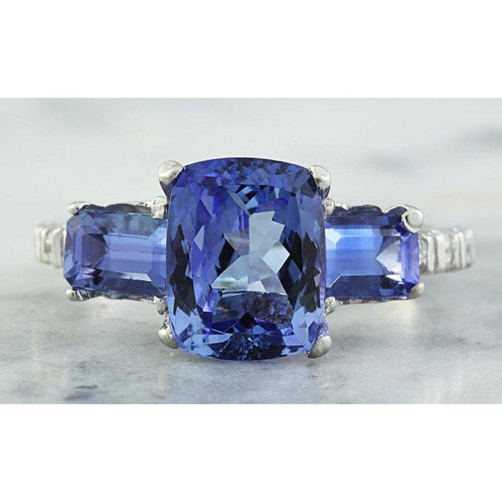 The Pink Pigs Fine Jewelry Rings Exquisite 2.87ct Tanzanite and Diamond Ring in 14K White Gold, Size 7, So Elegant!