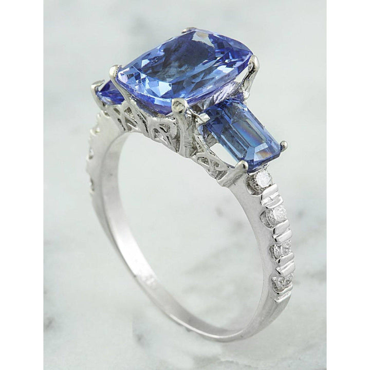 The Pink Pigs Fine Jewelry Rings Exquisite 2.87ct Tanzanite and Diamond Ring in 14K White Gold, Size 7, So Elegant!