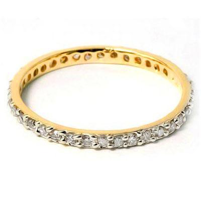 The Pink Pigs Fine Jewelry Rings Genuine Diamond Eternity Rings in Solid 10K Yellow Gold Size 7 .18ct