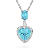 Heart Earrings and Necklace, 10K White Gold, 8CTW of Sky Blue Topaz and Diamonds