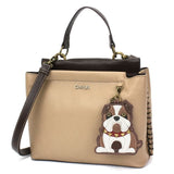 The Pink Pigs Handbag & Wallet Accessories Satchel-Taupe Bulldog Collection by Chala   Handbag, Wallet, Keychain, Vegan!*