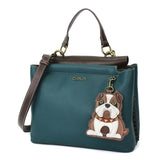 The Pink Pigs Handbag & Wallet Accessories Satchel-Teal Bulldog Collection by Chala   Handbag, Wallet, Keychain, Vegan!*