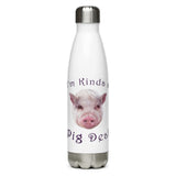 The Pink Pigs I'm Kinda a Pig Deal Cute Piggy Lover Stainless Steel Water Bottle