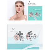 The Pink Pigs Jewelry SET-Fashion 925 Silver Post Earrings / 0 Pink Cherry Blossom Daisy Jewelry Set-Sterling Silver-Pretty in Pink