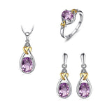 The Pink Pigs Jewelry SET-Fine Fashion 925 Silver Amethyst Celtic Love Knot Jewelry SET-Diamonds & REAL Gemstones in Sterling Silver