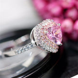 The Pink Pigs Jewelry SET-Fine Fashion 925 Silver Pink CZ  Heart Ring size 6 925 Sterling Silver