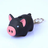 The Pink Pigs Keychain Black Flying or Standing Key-chain Light Piggies!  Makes Noise for Emergencies Too!*