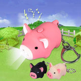 The Pink Pigs Keychain Flying or Standing Key-chain Light Piggies!  Makes Noise for Emergencies Too!*