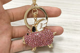 The Pink Pigs Keychain Pink Flying Pig Sparkling Angelic Piggy Gold Finish Keychain