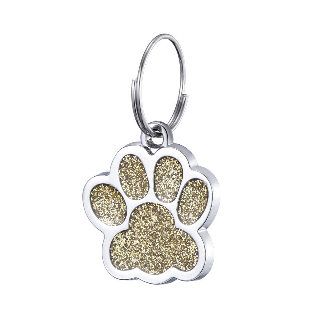 The Pink Pigs Organization Glittery Paw Dog ID Name Tags Beautiful Sparkling Glitter Paw, Personalized for Your Pet!