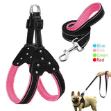 The Pink Pigs PET Rhinestone Cute Harness & Leash Reflective Nylon Set For Your Dog *