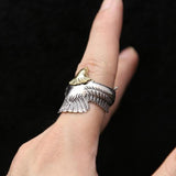 The Pink Pigs rings Men's Silver and Gold 2 Toned One Size Patriotic Eagle Ring