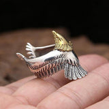 The Pink Pigs rings Men's Silver and Gold 2 Toned One Size Patriotic Eagle Ring