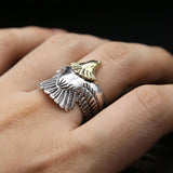 The Pink Pigs rings Men's Silver and Gold 2 Toned One Size Patriotic Eagle Ring