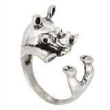 The Pink Pigs rings Rhino Animal Rings-Fun Fashion Cat, Rhino, Hippo, Gator, Dolphins,  Flamingo and Leopards!