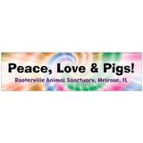 The Pink Pigs Sticker/Bumper Sticker Peace, Love and PIGS!  Perfect!  Rooterville's original design bumper sticker