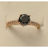 The Pink Pigs Wedding or Engagement Ring Gift Box Black Diamond Solitaire Engagement Ring with Diamond Shanks, 1.5ctw in 10K Rose Gold-Gorgeous!