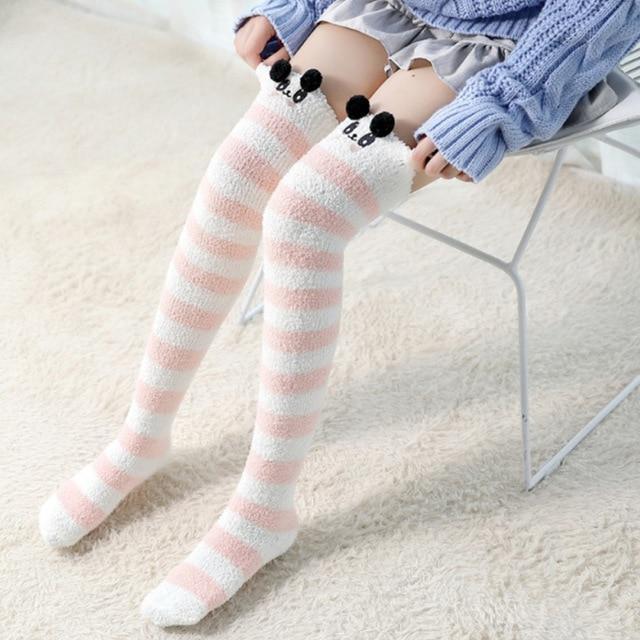 Thigh High Fuzzy Plush Socks, Leggings Adorable Animals to Keep Legs Warm! - The Pink Pigs, A Compassionate Boutique