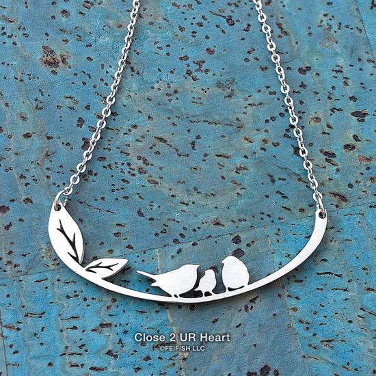 Wild Bird Necklaces Stainless Steel Bar Pendant Made in the USA - The Pink Pigs, A Compassionate Boutique