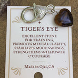 Tiger's Eye Crystal Heart Pet Charm Healing Crystals