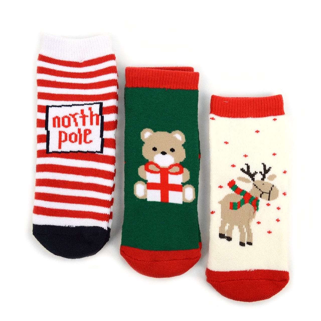 Toddler 3Pk Christmas Socks, so CUTE! Help rescued animals! - The Pink Pigs, A Compassionate Boutique